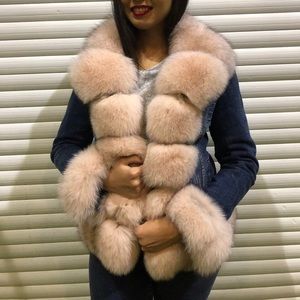 LAST PRICE Denim jacket with real fur (Arctic Fox)